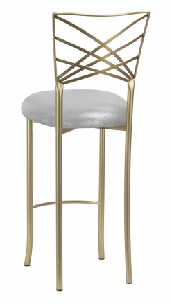 Gold Fanfare Barstool with Metallic Silver on Silver Knit (1)
