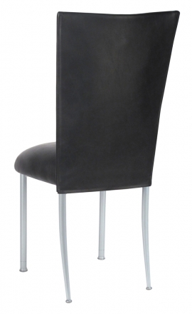 Black Leatherette Chair Cover and Cushion on Silver Legs (1)