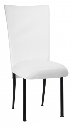 White Tiered Leatherette Chair Cover and Cushion on Black Legs (2)