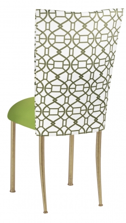 Blade Kaleidoscope Chair Cover with Lime Stretch Knit Cushion on Gold Legs (1)