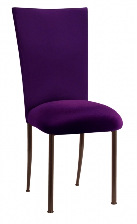Purple Diamond Tufted Taffeta Chair Cover with Deep Purple Velvet Cushion on Brown Legs (2)