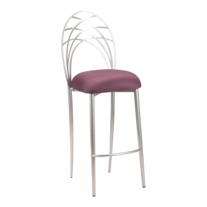 Silver Piazza Barstool with Lilac Suede Cushion (2)