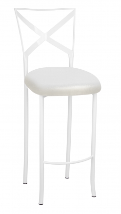 Simply X White Barstool with Metallic White Foil Stretch Knit Cushion (2)