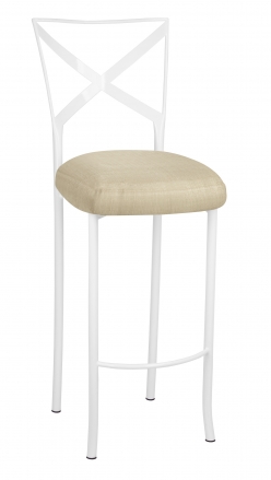 Simply X White Barstool with Parchment Linette Boxed Cushion (2)