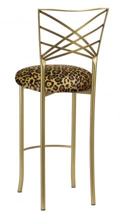 Gold Fanfare Barstool with Gold Black Leopard Cushion (1)