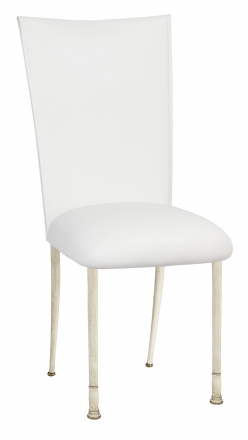 White Leatherette Chair Cover and Cushion on Ivory Legs (2)