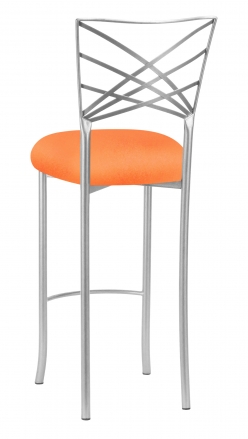 Silver Fanfare Barstool with Tangerine Stretch Knit Cushion (1)