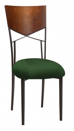 Butterfly Woodback Chair with Green Velvet Cushion on Brown Legs (2)