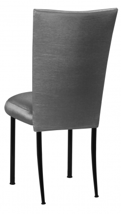 Charcoal Taffeta Chair Cover with Boxed Cushion on Black Legs (1)