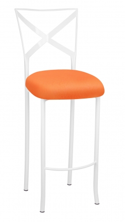 Simply X White Barstool with Tangerine Stretch Knit Cushion (2)