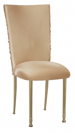 Beige Demure Chair Cover with Beige Stretch Knit Cushion on Gold Legs (2)