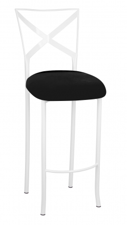 Simply X White Barstool with Black Suede Cushion (2)