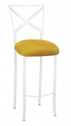 Simply X White Barstool with Canary Suede Cushion (2)