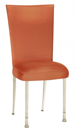 Orange Taffeta Chair Cover with Boxed Cushion on Ivory Legs (2)