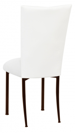 White Leatherette Chair Cover and Cushion on Brown Legs (1)