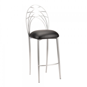 Silver Piazza Barstool with Black Leatherette Cushion (2)