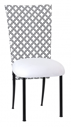 Moderne 3/4 Chair Cover with White Leatherette Cushion on Black Legs (2)