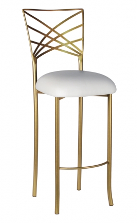 Gold Fanfare Barstool with White Suede Cushion (2)