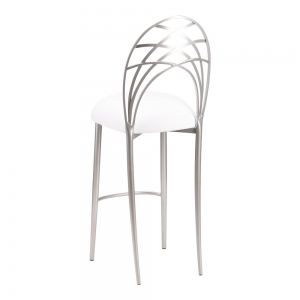 Silver Piazza Barstool with White Suede Cushion (1)