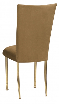 Camel Suede Chair Cover and Cushion on Gold Legs (1)
