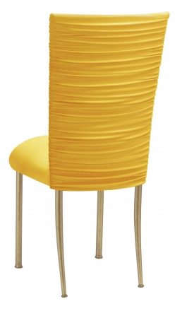 Chloe Bright Yellow Stretch Knit Chair Cover and Cushion on Gold Legs (1)