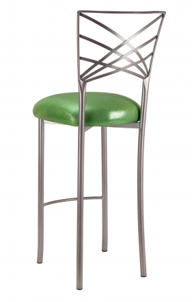 Silver Fanfare Barstool with Metallic Lime Cushion (1)