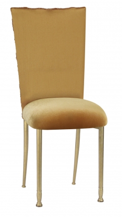 Gold Circle Ribbon Taffeta Chair Cover with Gold Velvet Cushion on Gold Legs (2)