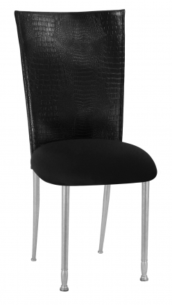 Black Croc Chair Cover with Black Stretch Knit Cushion on Silver Legs (2)