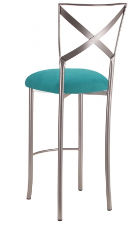 Simply X Barstool with Turquoise Suede Cushion (1)