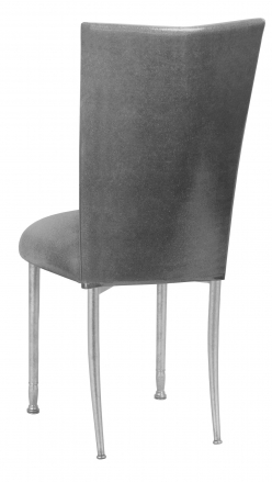 Gunmetal Stretch Knit Chair Cover with Cushion on Silver Legs (1)