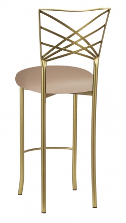 Gold Fanfare Barstool with Cappuccino Stretch Knit Cushion (1)