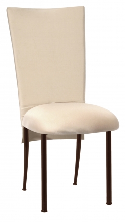 Champagne Dupioni Chair Cover with Champagne Bengaline Cushion on Brown Legs (2)