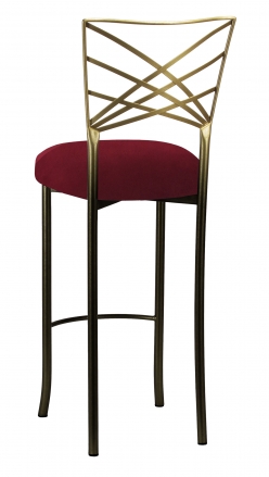 Two Tone Gold Fanfare Barstool with Cranberry Boxed Prima Velvet Cushion (1)