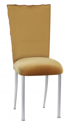 Gold Circle Ribbon Taffeta Chair Cover with Gold Velvet Cushion on Silver Legs (2)