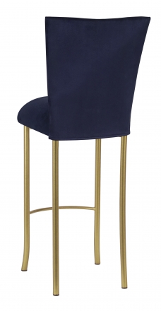 Navy Suede Barstool Cover and Cushion on Gold Legs (1)