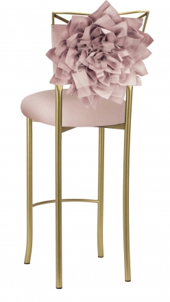 Gold Fanfare Barstool Bloom with Blush Stretch Knit Cushion (1)