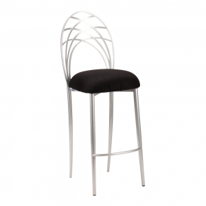 Silver Piazza Barstool with Black Suede Cushion (2)