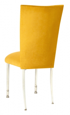 Canary Suede Chair Cover and Cushion on Ivory Legs (1)