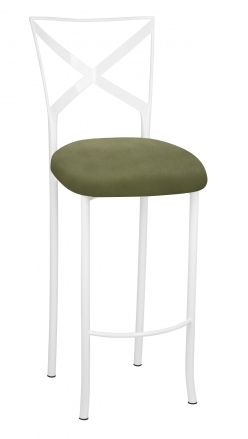 Simply X White Barstool with Sage Suede Cushion (2)