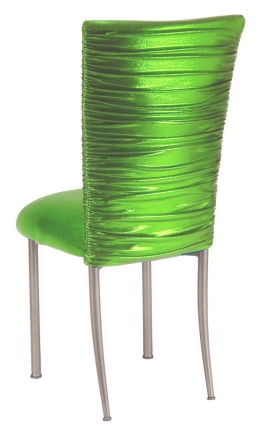 Chloe Metallic Lime Stretch Knit Chair Cover and Cushion on Silver Legs (1)