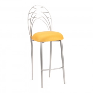 Silver Piazza Barstool with Canary Suede Cushion (2)
