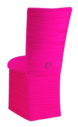 Chloe Hot Pink Stretch Knit Chair Cover with Jewel Band, Cushion and Skirt (1)