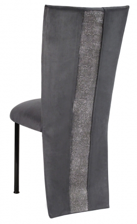 Charcoal Suede Jacket with Rhinestone Center and Cushion on Black Legs (1)