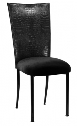 Black Croc Chair Cover with Black Velvet Cushion on Black Legs (2)