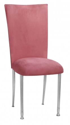 Raspberry Suede Chair Cover and Cushion on Silver Legs (2)