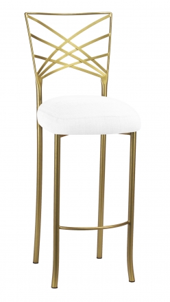 Gold Fanfare Barstool with White Linette Boxed Cushion (2)