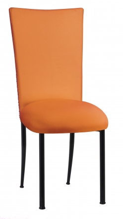 Chloe Tangerine Stretch Knit Chair Cover and Cushion on Black Legs (2)