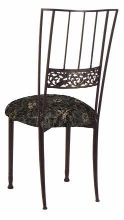 Mahogany Bella Fleur with Black Lace and Gold and Silver Accents over Black Knit Cushion (1)