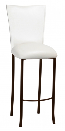 White Leatherette Barstool Cover and Cushion on Brown Legs (2)