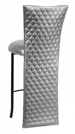 Silver Quilted Barstool Jacket with Silver Leatherette Boxed Cushion on Black Legs (1)